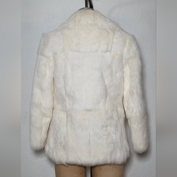 Vintage 70s White Cream 100% Rabbit Fur Coat Jacket - Picture 6 of 11
